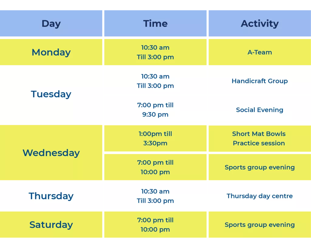 Enterprise Activities Timetable